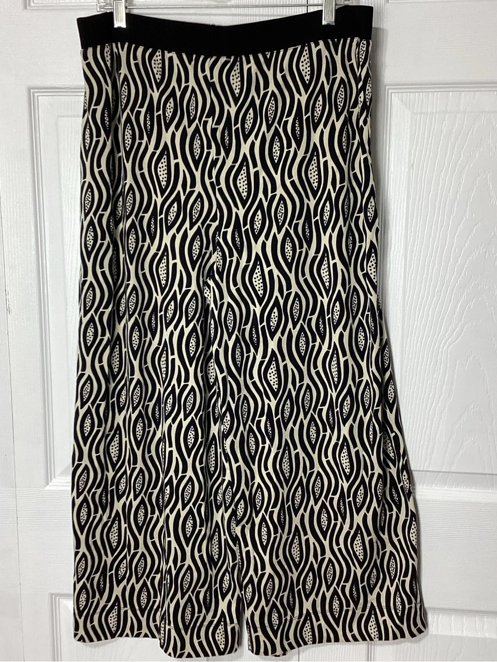 Gudrun Sjoden Pull On Flow Pants Black & Cream Patterned Wide-Leg Cross Front XL - Picture 4 of 10